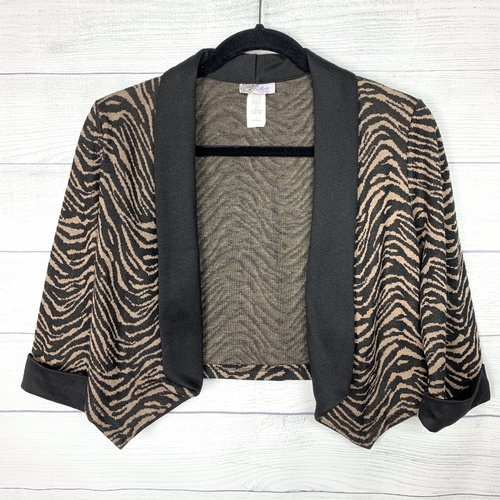 Black and Tan Zebra Print Crop Blazer